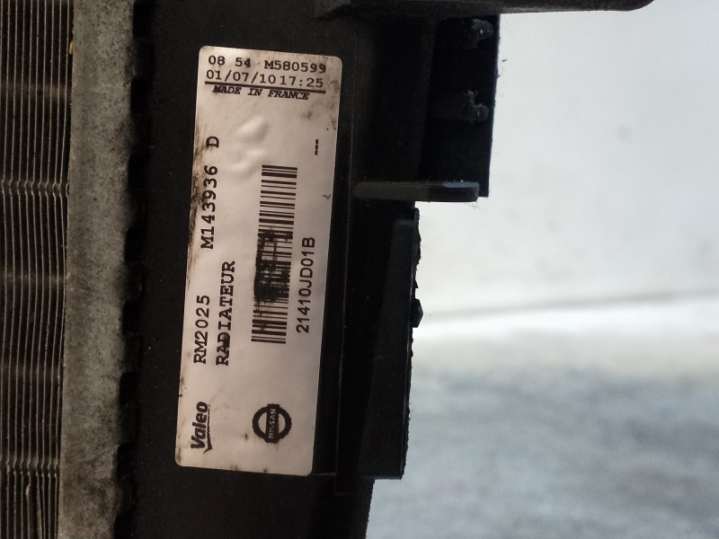 Recambio de radiador agua para nissan qashqai (j10) acenta referencia OEM IAM 21410JD01B  