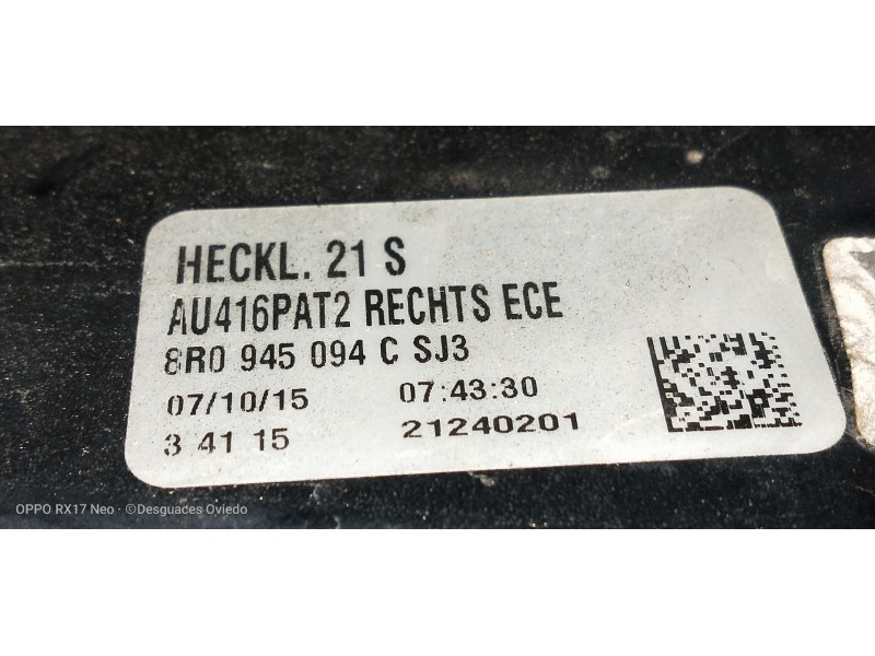 Recambio de piloto trasero derecho para audi sq5 (8r) 3.0 tdi quattro referencia OEM IAM 8R0945094C  