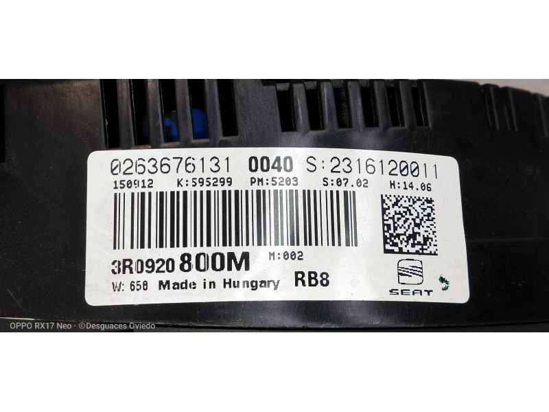 Recambio de cuadro instrumentos para seat exeo berlina (3r2) reference referencia OEM IAM 0263676131 3R0920800M 2316120011