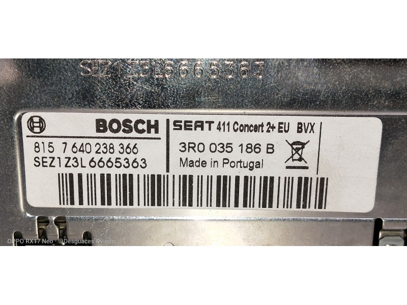 Recambio de sistema audio / radio cd para seat exeo berlina (3r2) reference referencia OEM IAM 3R0035186B 8157640238366 