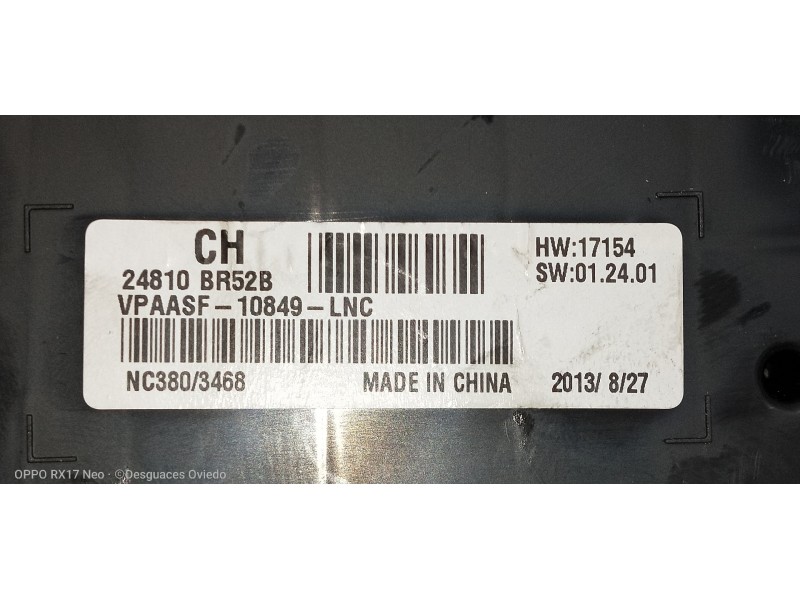 Recambio de cuadro instrumentos para nissan qashqai (j10) acenta referencia OEM IAM 24810BR52B VPAASF10849LNC NC3803468