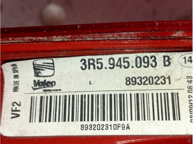 Recambio de piloto trasero izquierdo interior para seat exeo berlina (3r2) reference referencia OEM IAM 3R5945093B 89320231 