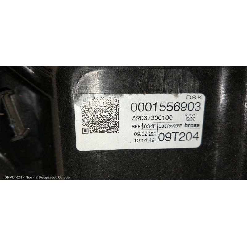 Recambio de elevalunas trasero izquierdo para mercedes clase c (w206) familiar (2021 - ...) c 220 d referencia OEM IAM A20673001