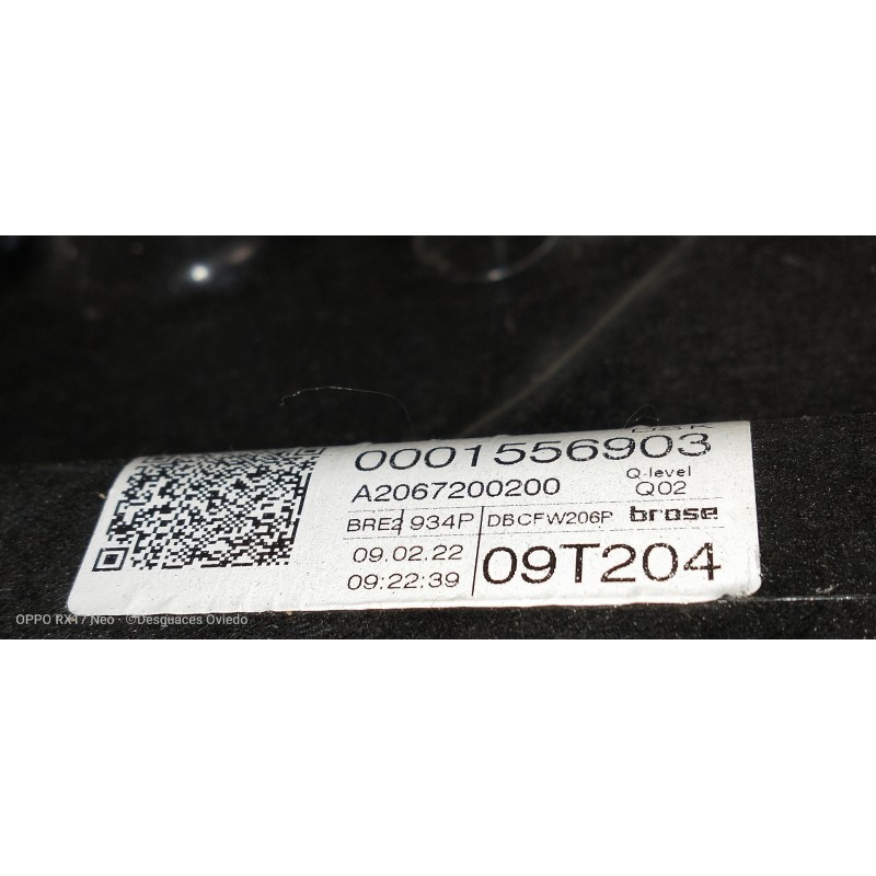 Recambio de elevalunas delantero derecho para mercedes clase c (w206) familiar (2021 - ...) c 220 d referencia OEM IAM A20672002 Recambio de elevalunas delantero derecho para mercedes clase c (w206) familiar (2021 - ...) c 220 d referencia OEM IAM A20672002