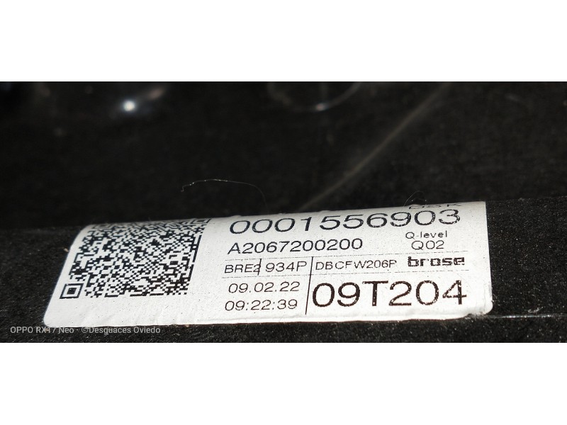 Recambio de elevalunas delantero derecho para mercedes clase c (w206) familiar (2021 - ...) c 220 d referencia OEM IAM A20672002