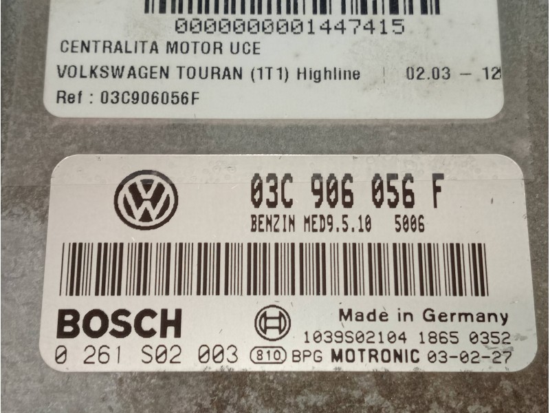 Recambio de centralita motor uce para volkswagen touran (1t1) highline referencia OEM IAM 03C906056F 0261S02003 