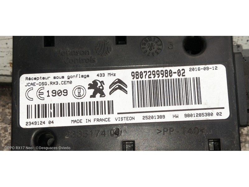 Recambio de modulo electronico para peugeot 3008 access referencia OEM IAM 9807299980  