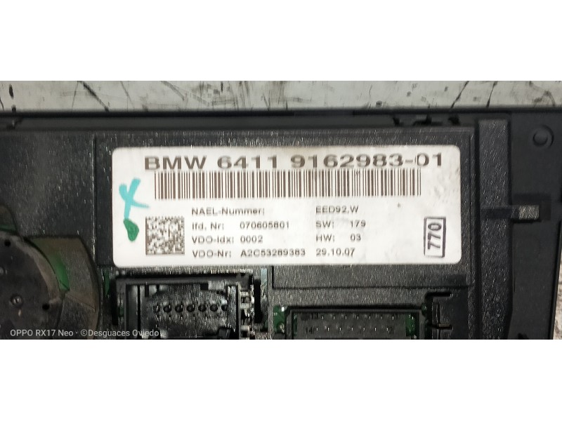 Recambio de mando calefaccion / aire acondicionado para bmw serie 1 berlina (e81/e87) 120d referencia OEM IAM 6411916298301 A2C5