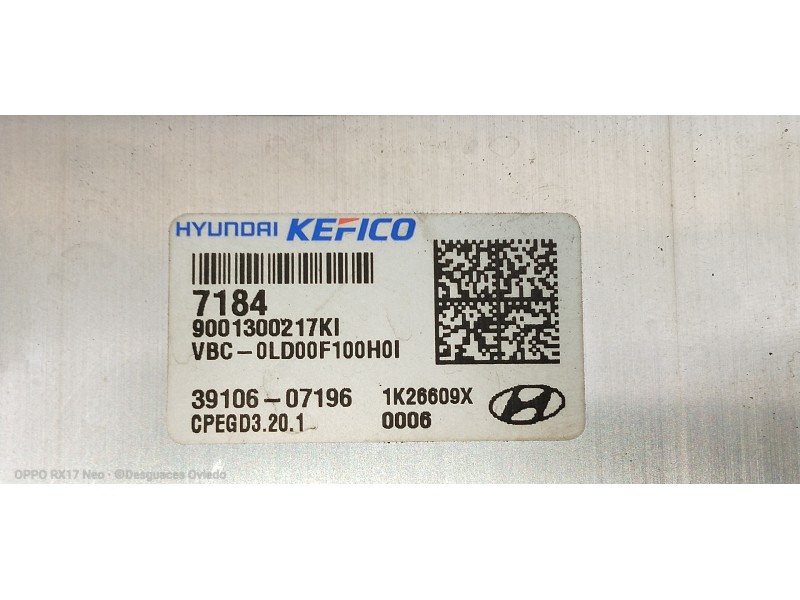Recambio de centralita motor uce para hyundai i20 klass referencia OEM IAM 9001300217KI 3910607196 1K26609X