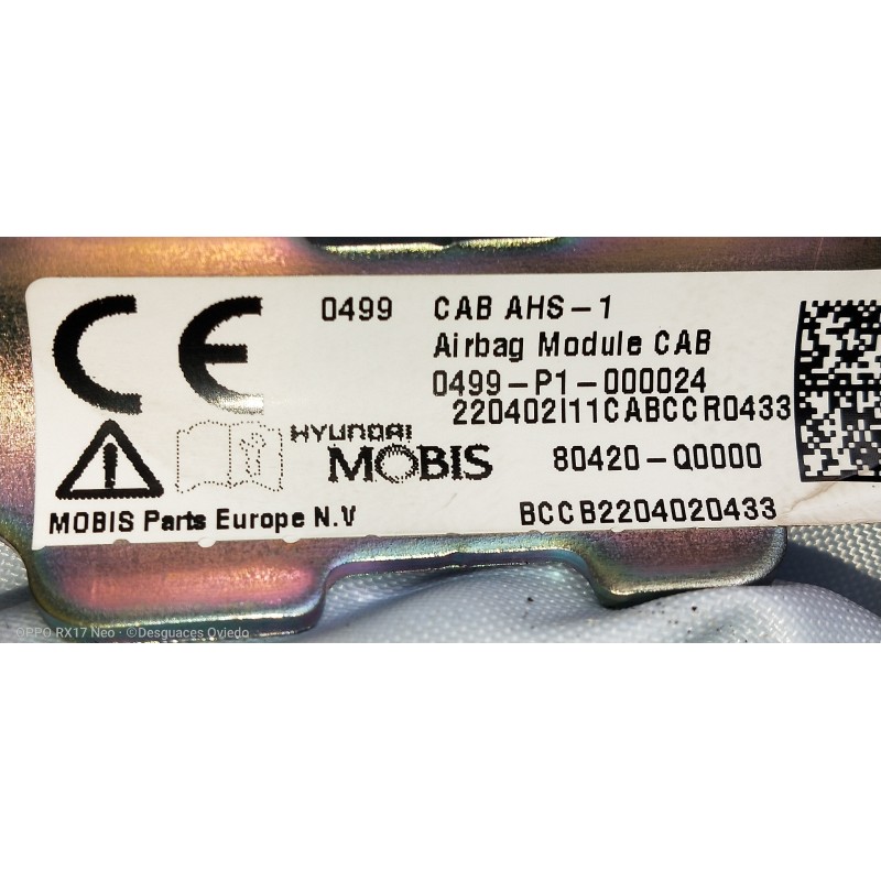 Recambio de airbag cortina delantero derecho para hyundai i20 klass referencia OEM IAM 0499P1000024 80420Q0000 