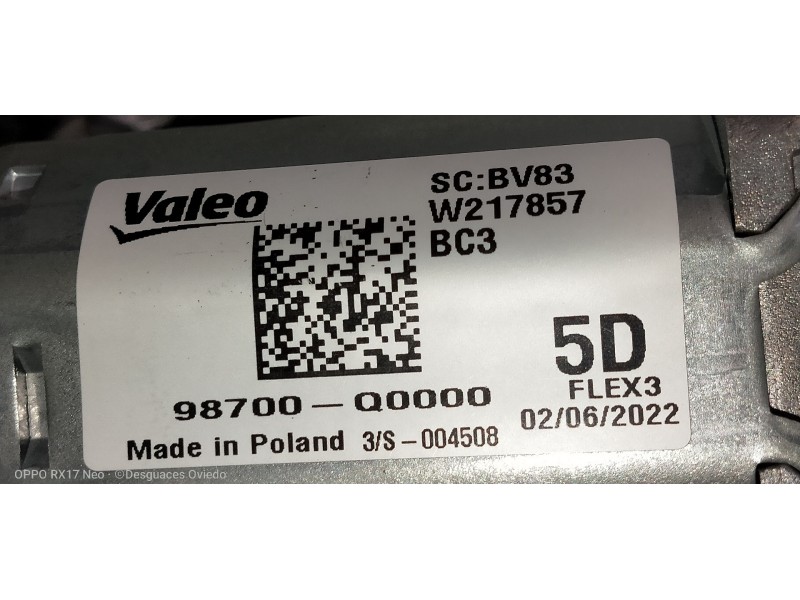 Recambio de motor limpia trasero para hyundai i20 klass referencia OEM IAM 98700Q0000  