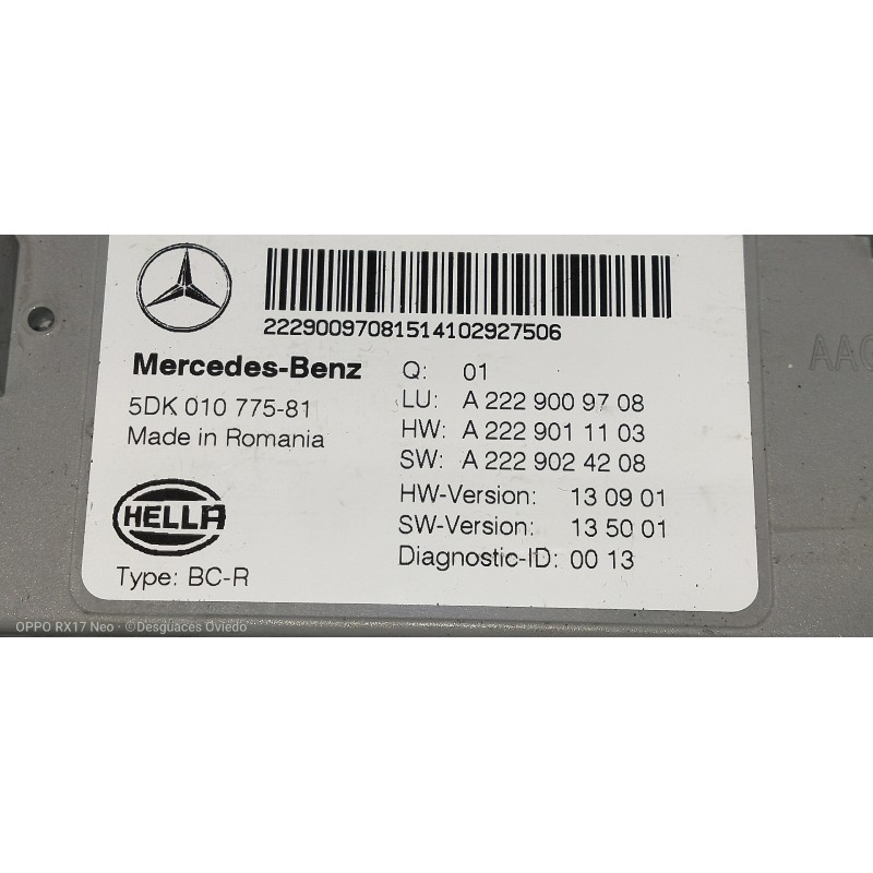 Recambio de modulo electronico para mercedes clase c (w205) lim. c 220 cdi bluetec (205.004) referencia OEM IAM A2229009708 5DK0
