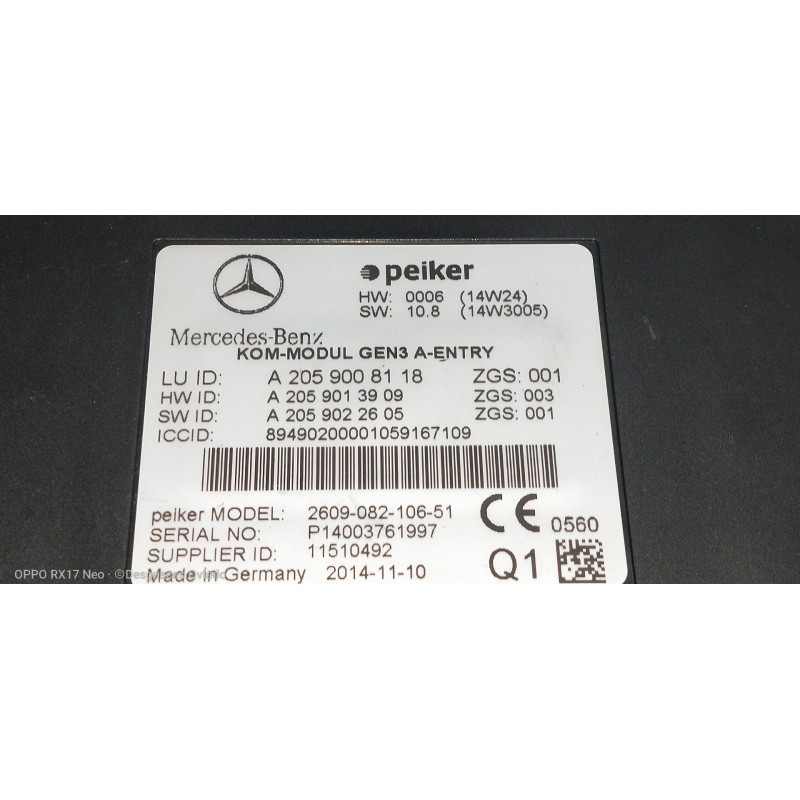 Recambio de modulo electronico para mercedes clase c (w205) lim. c 220 cdi bluetec (205.004) referencia OEM IAM A2059008118 A205