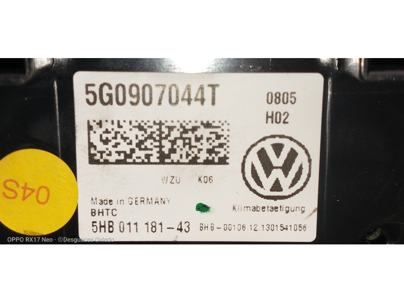 Recambio de mando calefaccion / aire acondicionado para volkswagen golf vii lim. (5g1) 2.0 tdi referencia OEM IAM 5G0907044T 5HB