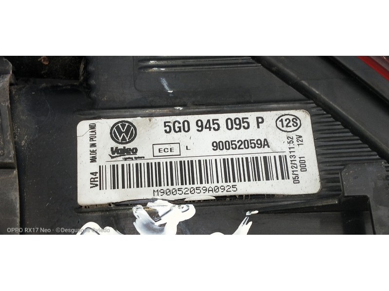 Recambio de piloto trasero izquierdo para volkswagen golf vii lim. (5g1) 2.0 tdi referencia OEM IAM 5G0945095P 90052059A 