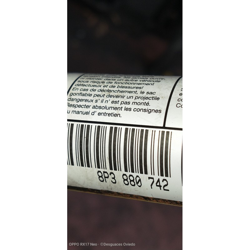 Recambio de airbag cortina delantero derecho para audi a3 (8p) 1.9 tdi ambiente referencia OEM IAM 8P3880742  