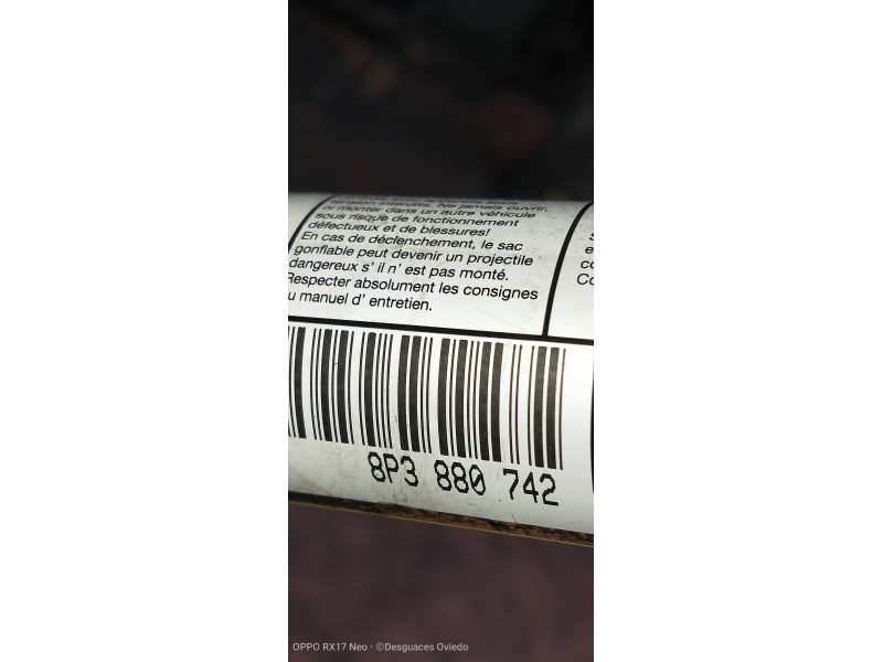Recambio de airbag cortina delantero derecho para audi a3 (8p) 1.9 tdi ambiente referencia OEM IAM 8P3880742  