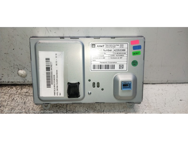 Recambio de pantalla multifuncion para opel zafira tourer excellence referencia OEM IAM 42353388 CXMGM5X04M 652508805