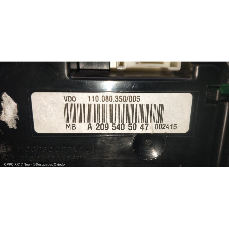 Recambio de cuadro instrumentos para mercedes clase clk (w209) coupe 220 cdi (209.308) referencia OEM IAM A2095405047 1100803500