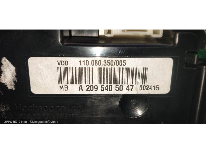 Recambio de cuadro instrumentos para mercedes clase clk (w209) coupe 220 cdi (209.308) referencia OEM IAM A2095405047 1100803500