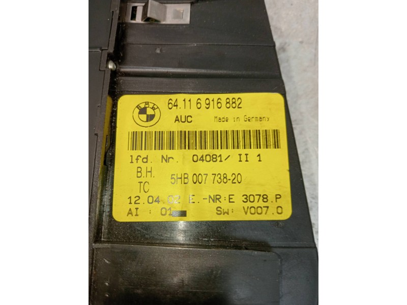 Recambio de mando calefaccion / aire acondicionado para bmw serie 3 berlina (e46) 320d referencia OEM IAM 64116916882  