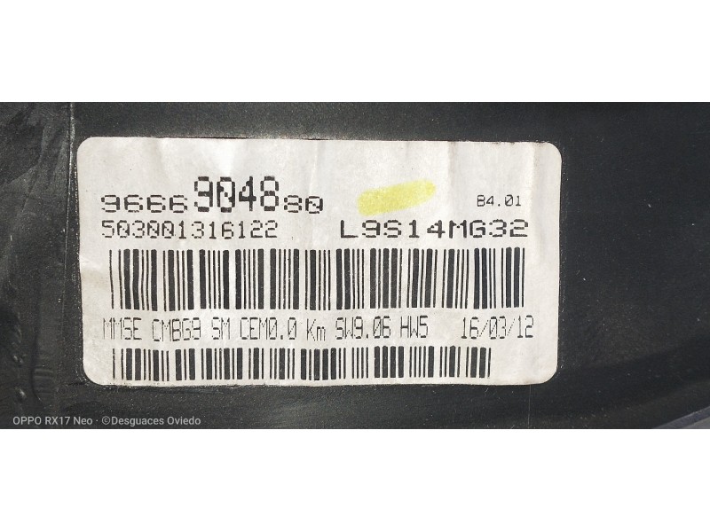 Recambio de cuadro instrumentos para citroen berlingo cuadro sx referencia OEM IAM 9666904880 503001316122 