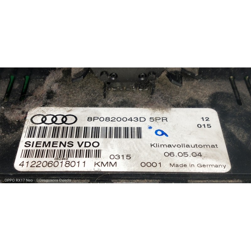 Recambio de mando calefaccion / aire acondicionado para audi a3 (8p) 1.9 tdi ambiente referencia OEM IAM 8P0820043D 412206018011