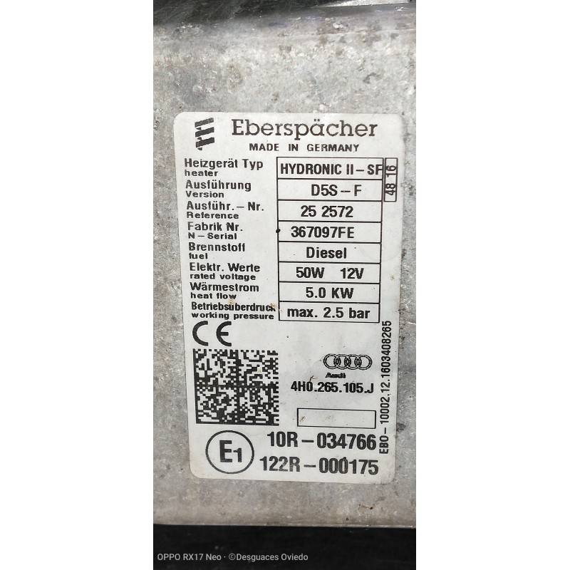 Recambio de motor calefaccion para audi a6 avant (4gd) 2.0 tdi ultra referencia OEM IAM 10R034766 122R000175 