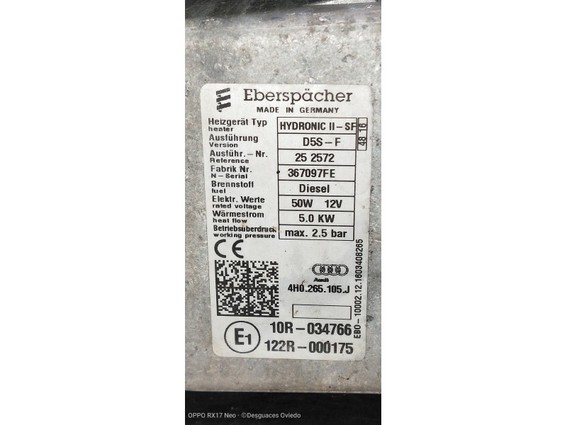 Recambio de motor calefaccion para audi a6 avant (4gd) 2.0 tdi ultra referencia OEM IAM 10R034766 122R000175 