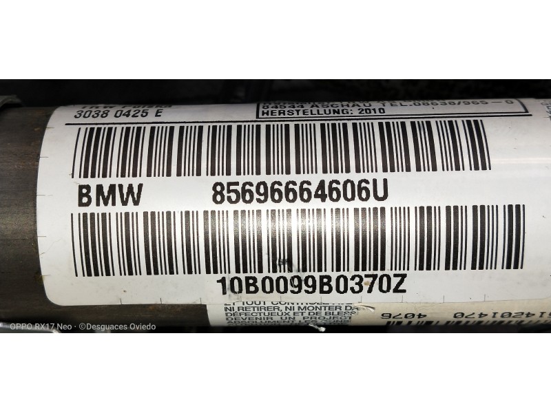 Recambio de airbag cortina delantero derecho para bmw serie 3 berlina (e90) 330i referencia OEM IAM 85696664606U 10B0099B0370Z 