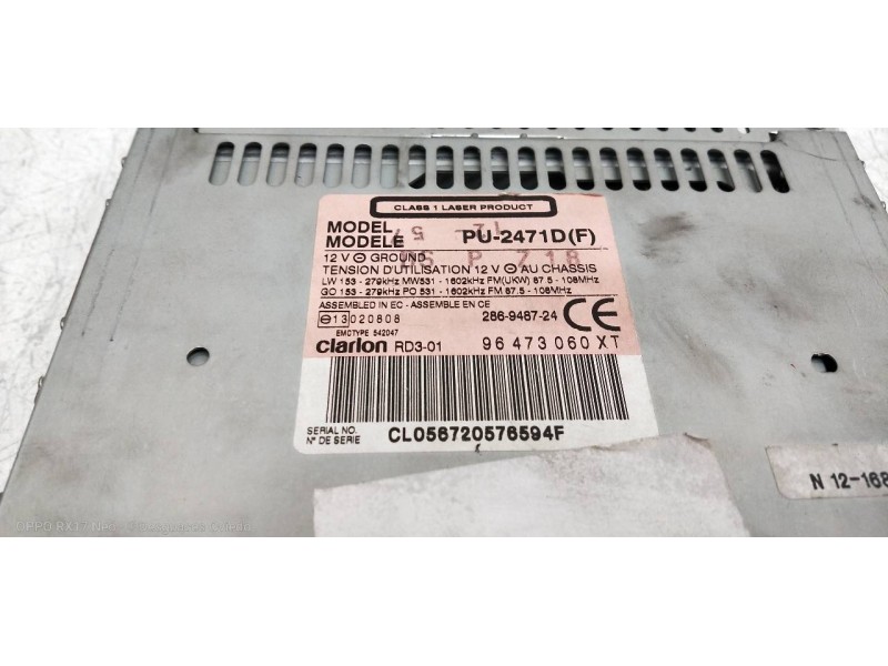 Recambio de sistema audio / radio cd para peugeot 807 sr pack referencia OEM IAM 96473060XT  