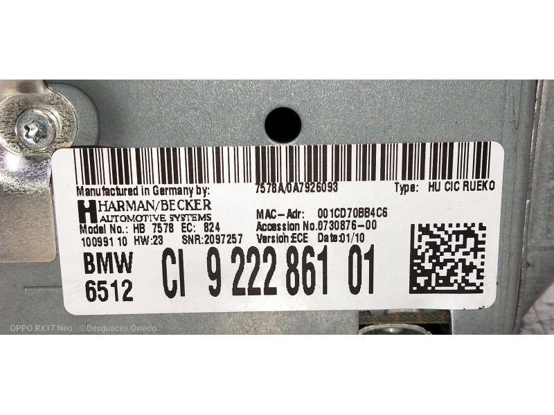 Recambio de sistema navegacion gps para bmw serie 3 berlina (e90) 330i referencia OEM IAM   