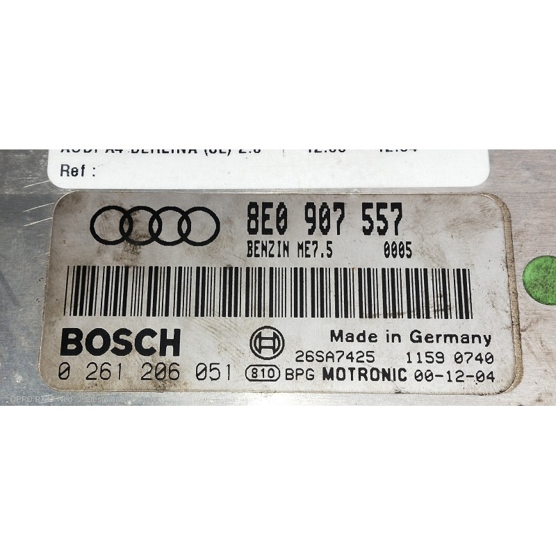 Recambio de centralita motor uce para audi a4 berlina (8e) 2.0 referencia OEM IAM 8E0907557 0261206051 26SA7425