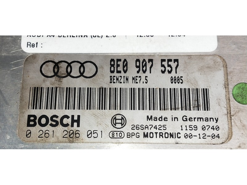 Recambio de centralita motor uce para audi a4 berlina (8e) 2.0 referencia OEM IAM 8E0907557 0261206051 26SA7425