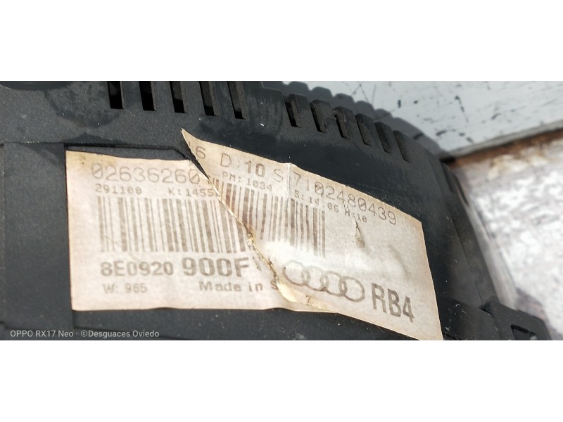 Recambio de cuadro instrumentos para audi a4 berlina (8e) 2.0 referencia OEM IAM 8E0920900F 0263626016 S7102480439