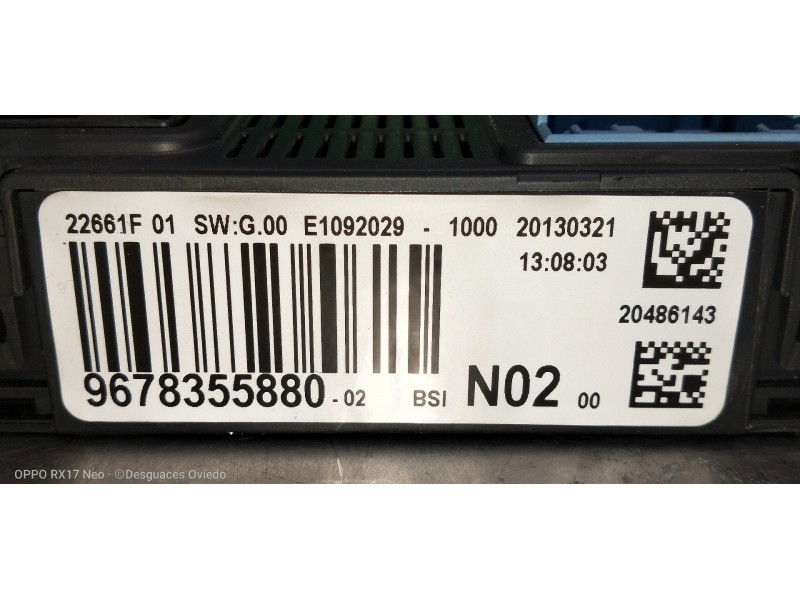 Recambio de caja reles / fusibles para citroen c-elysée exclusive referencia OEM IAM 9678355880 20486143 