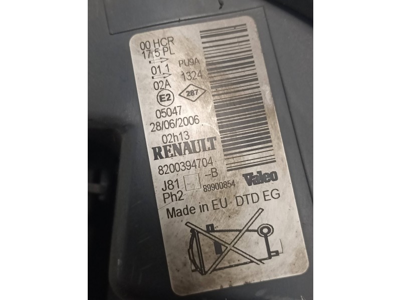 Recambio de faro derecho para renault espace iv (jk0) 2.2 dci turbodiesel referencia OEM IAM 8200394704  