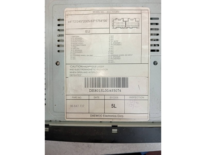 Recambio de sistema audio / radio cd para chevrolet epica lt referencia OEM IAM 96647737  