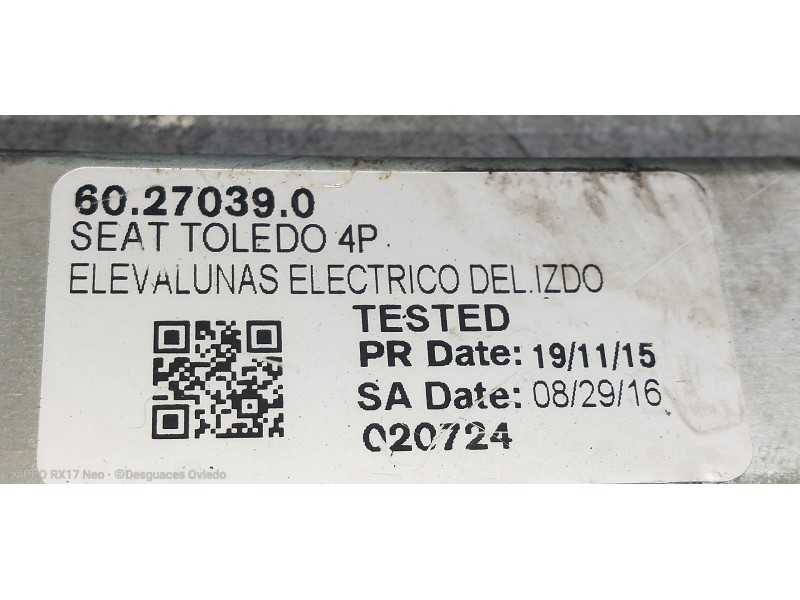 Recambio de elevalunas delantero izquierdo para seat toledo (1l) se referencia OEM IAM 60270390  5P Recambio de elevalunas delantero izquierdo para seat toledo (1l) se referencia OEM IAM 60270390  5P