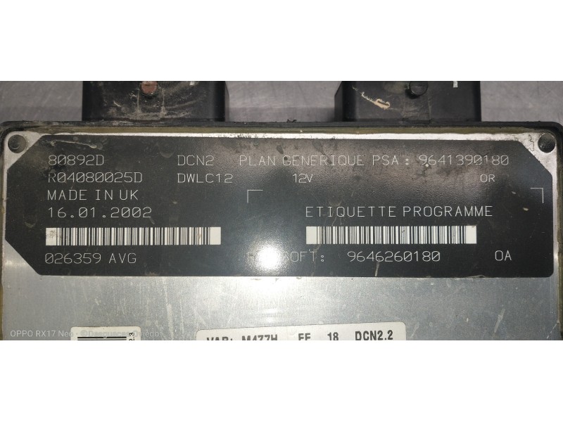 Recambio de centralita motor uce para peugeot partner (s1) break referencia OEM IAM 9641390180 9646260180 