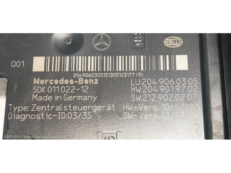 Recambio de caja reles / fusibles para mercedes clase c (w204) lim. c 180 cdi blueefficiency (204.000) referencia OEM IAM 5DK011