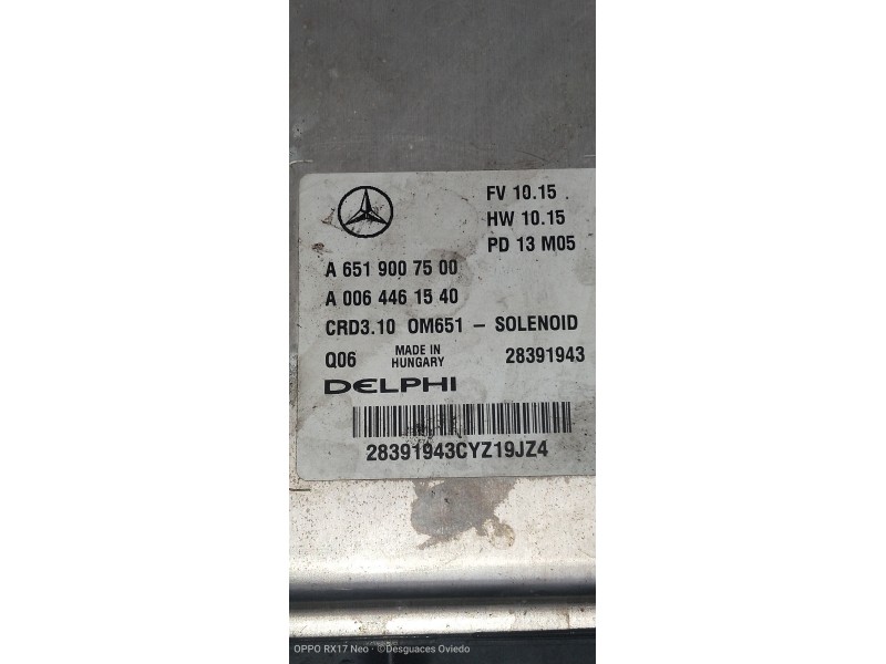 Recambio de centralita motor uce para mercedes clase c (w204) lim. c 180 cdi blueefficiency (204.000) referencia OEM IAM A651900