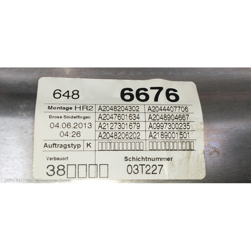 Recambio de elevalunas trasero derecho para mercedes clase c (w204) lim. c 180 cdi blueefficiency (204.000) referencia OEM IAM 6