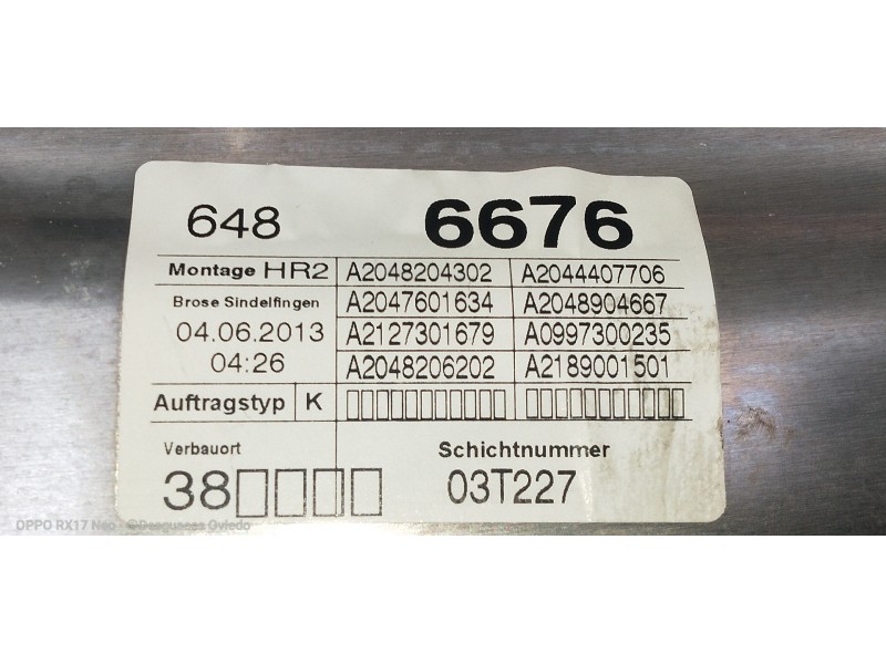 Recambio de elevalunas trasero derecho para mercedes clase c (w204) lim. c 180 cdi blueefficiency (204.000) referencia OEM IAM 6