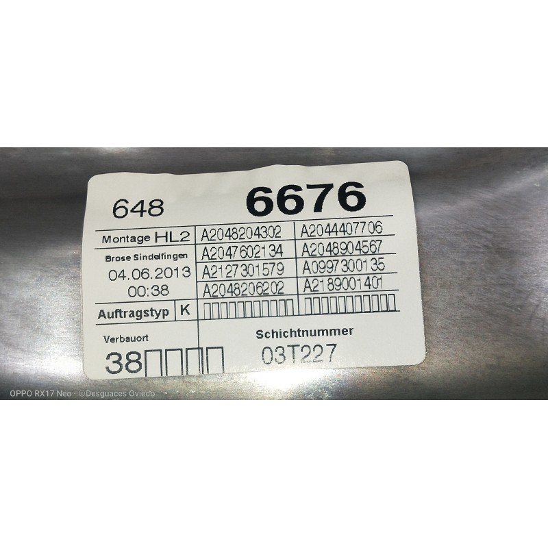 Recambio de elevalunas trasero izquierdo para mercedes clase c (w204) lim. c 180 cdi blueefficiency (204.000) referencia OEM IAM