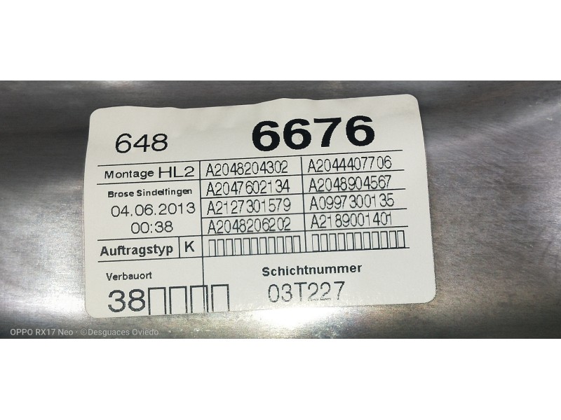 Recambio de elevalunas trasero izquierdo para mercedes clase c (w204) lim. c 180 cdi blueefficiency (204.000) referencia OEM IAM