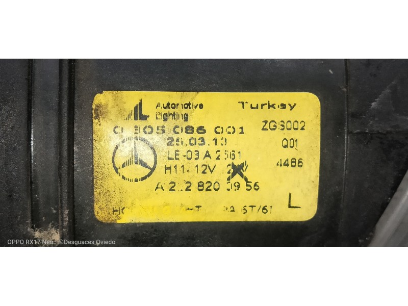 Recambio de faro antiniebla izquierdo para mercedes clase c (w204) lim. c 180 cdi blueefficiency (204.000) referencia OEM IAM 03