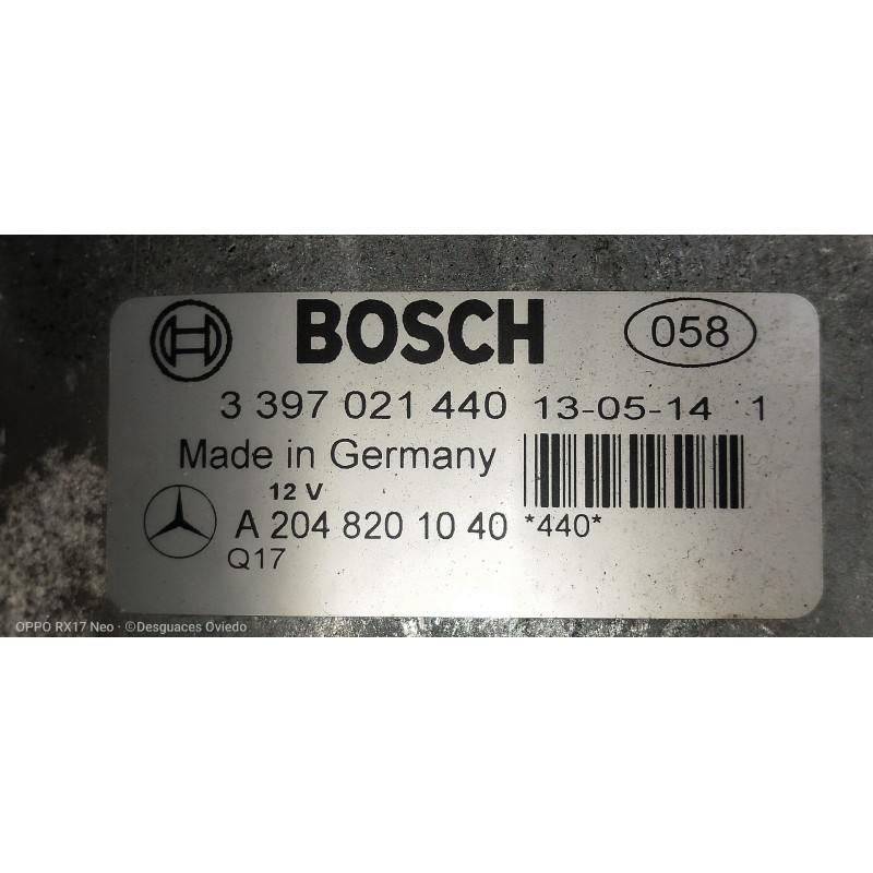 Recambio de motor limpia delantero para mercedes clase c (w204) lim. c 180 cdi blueefficiency (204.000) referencia OEM IAM 33970