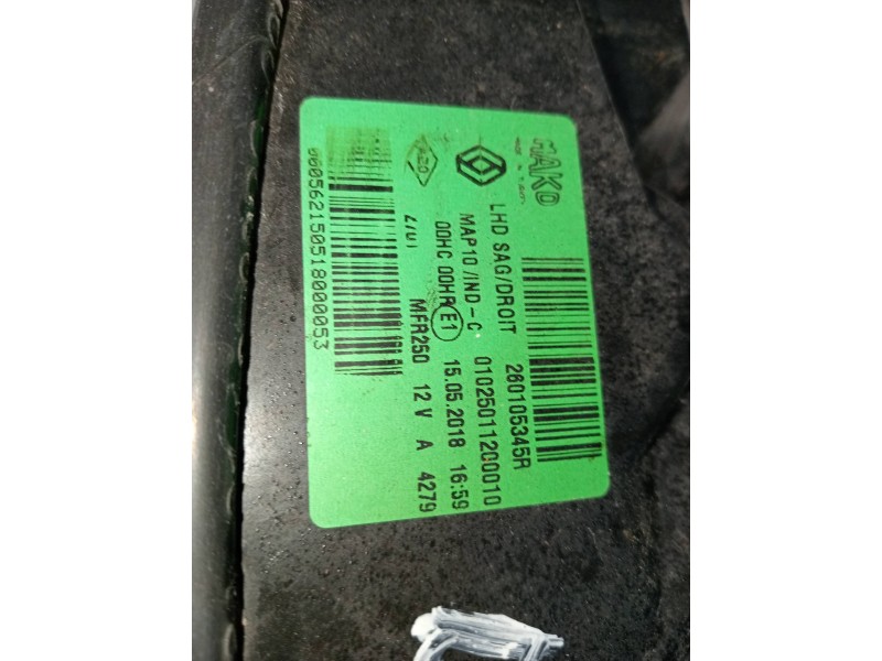 Recambio de faro derecho para renault fluence expression referencia OEM IAM 260105345R 01025011200010 