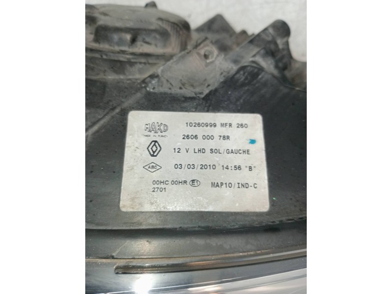 Recambio de faro izquierdo para renault fluence expression referencia OEM IAM 10260999 260600078R OJO VER FOTOS PATILLA ROTA